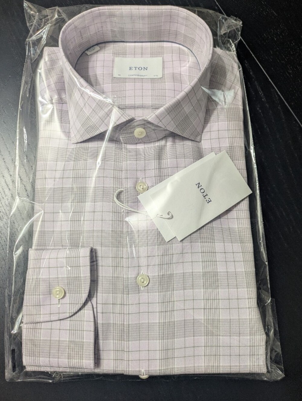 Eton - Contemporary Breeze Poplin Men's Light Lavender Plaid Dress Shirt